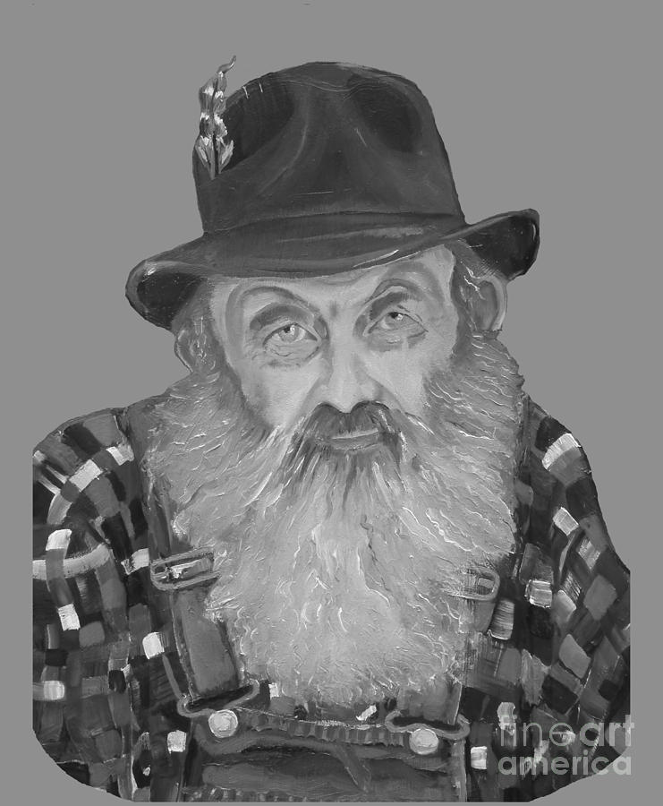 Popcorn Sutton Moonshiner Bust - T-Shirt Transparent B and  W Painting by Jan Dappen