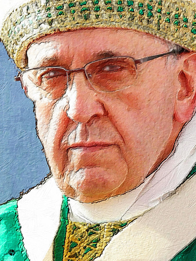 Pope Francis Acrylic Portrait 2 Painting by Tony Rubino