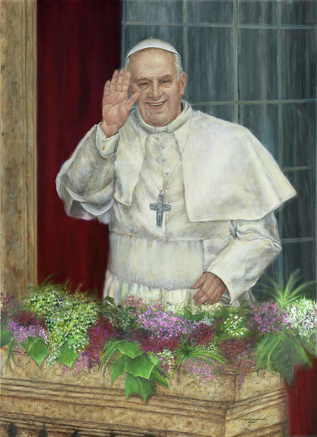 Portrait Painting - His Holiness Pope Francis I by Sylvia Castellanos
