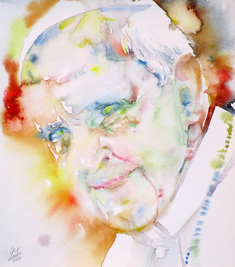 Cardinal Painting - POPE FRANCIS - watercolor portrait.6 by Fabrizio Cassetta