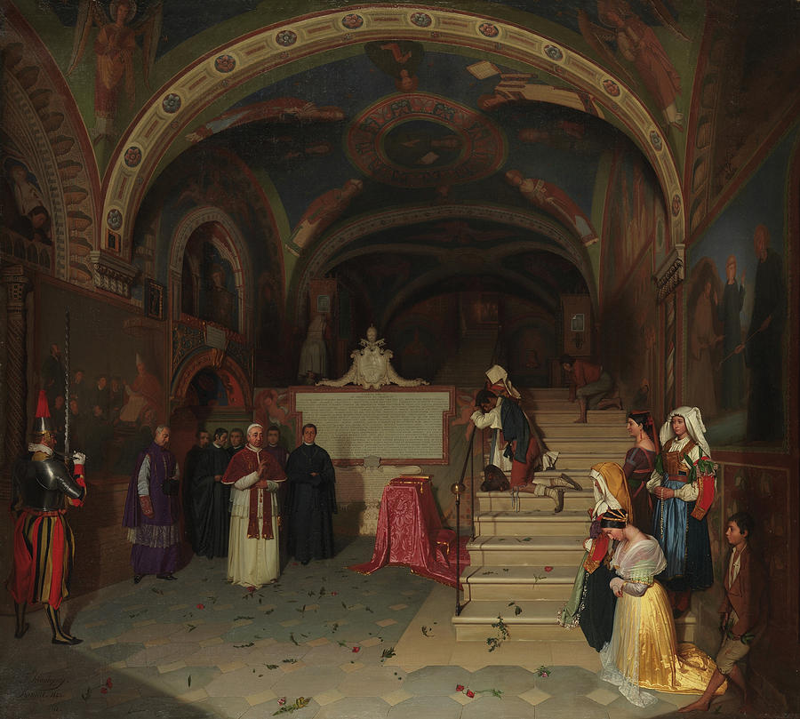 Classic Painting - Pope Gregory XVI Vistiting the Church of San Benedetto at Subiac by Mountain Dreams