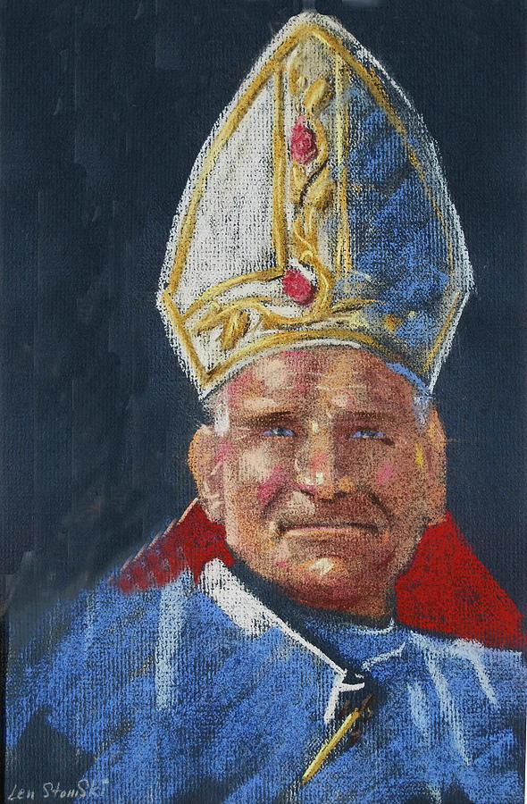 Pope John Paul 11 Painting by Len Stomski