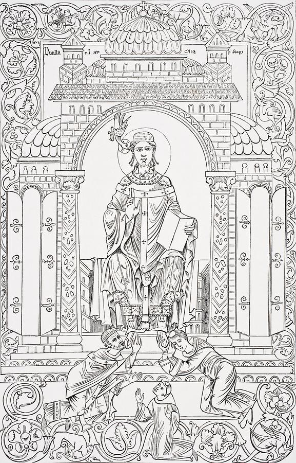 Gregory The Great Drawing - Pope St. Gregory I, Surnamed Gregory by Vintage Design Pics
