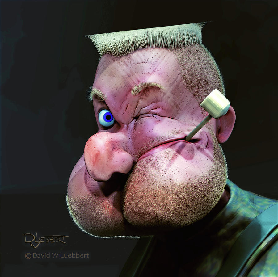 Popeye Portrait Digital Art by David Luebbert