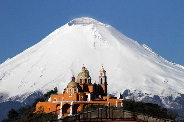 Popocatepetl Volcano with church, cholula, Puebla, Mexico Photograph by ...