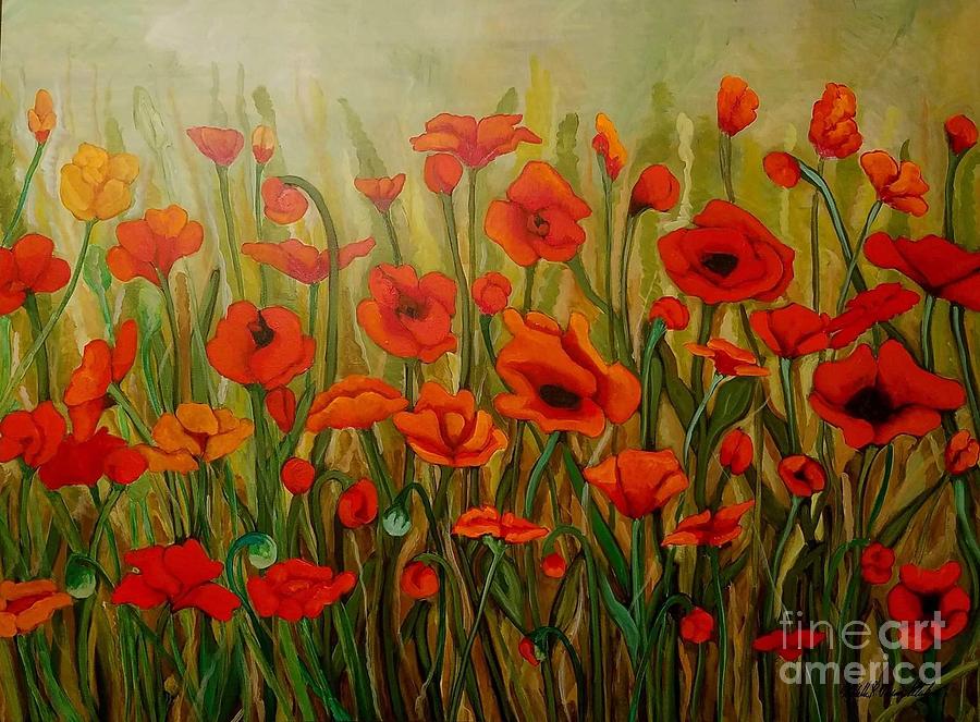 Poppies #10 Painting by Michelle Peterlin - Fine Art America