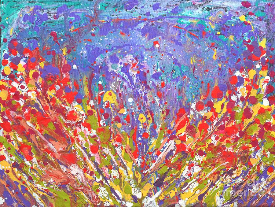 Poppies Abstract Meadow Painting Painting by Manjiri Kanvinde