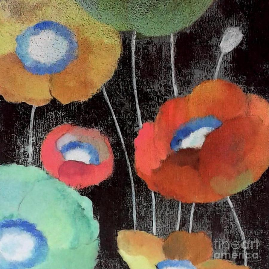 Poppies - abstract Painting by Vesna Antic