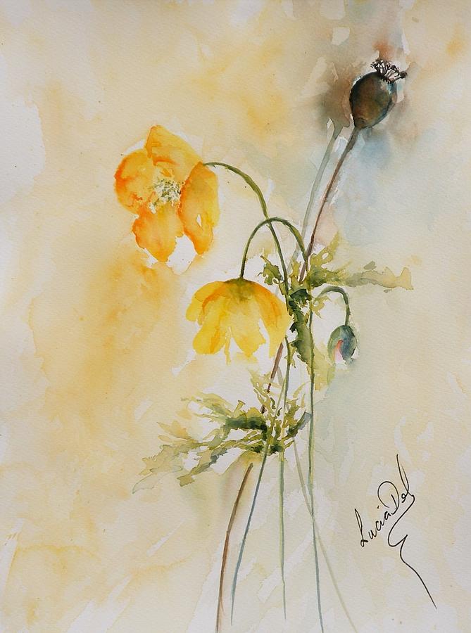 Spring Painting - Poppies And Bud by Lucia Del