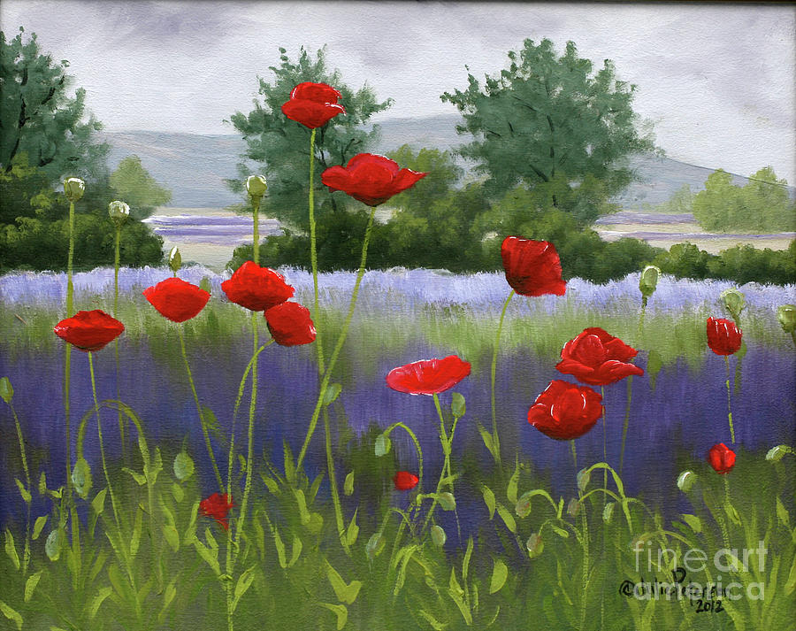 Poppies and Lavender Painting by Julie Peterson