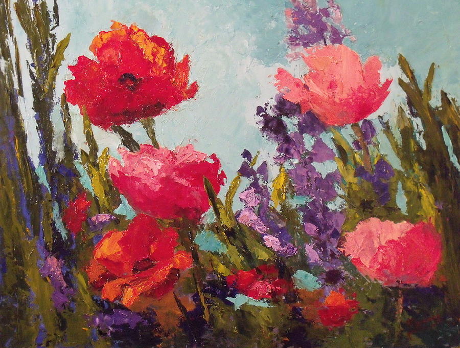Flower Painting - Poppies and More Poppies by Trish Moores