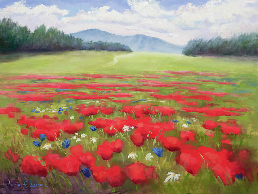 Poppies And Thunderclouds Painting