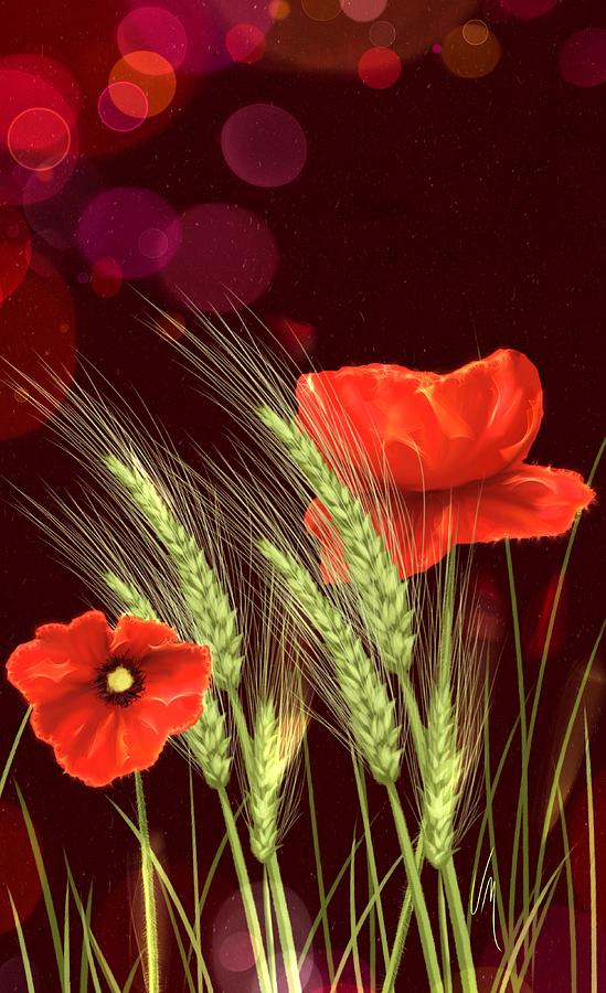 Poppy Painting - Poppies and wheat by Veronica Minozzi