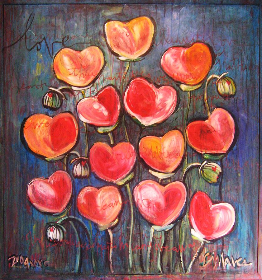 Poppies are Hearts of Love we can give away Painting by Laurie Maves ART