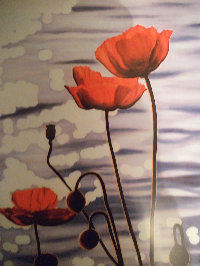 Poppies At Sunset Painting by Alexandra Bilbija