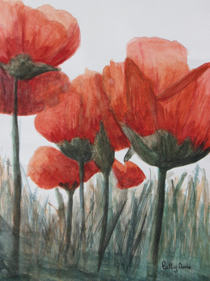 Poppies Painting by Betty-Anne McDonald