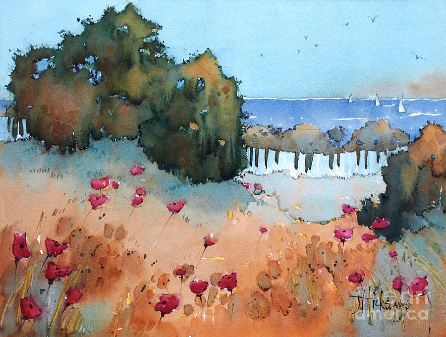 Poppies by the Sea Painting by Joyce Hicks