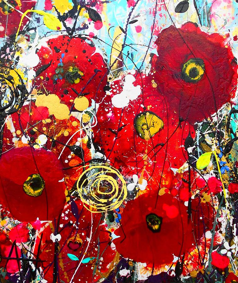 Poppy Painting - Poppies Detail by Angie Wright
