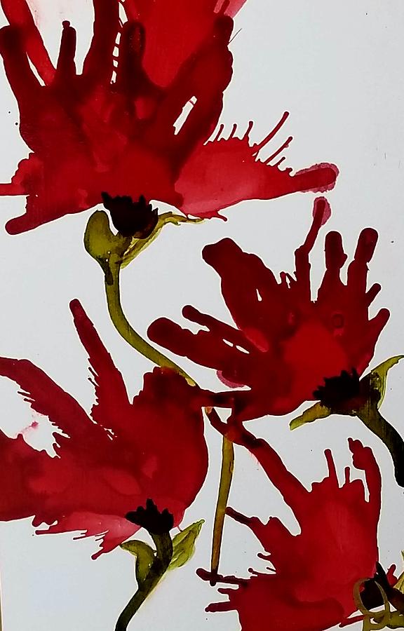 Poppies Painting by Donna Perry