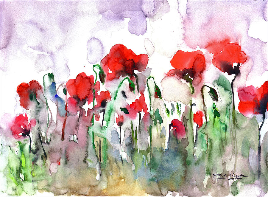 Poppies Painting by Faruk Koksal