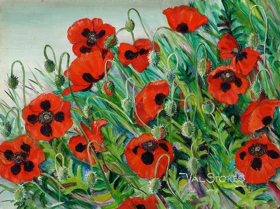 Poppies Galore Painting by Val Stokes - Fine Art America