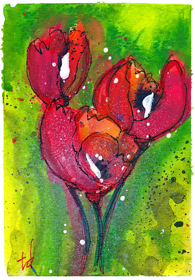 Poppies I Mixed Media by Tonya Doughty