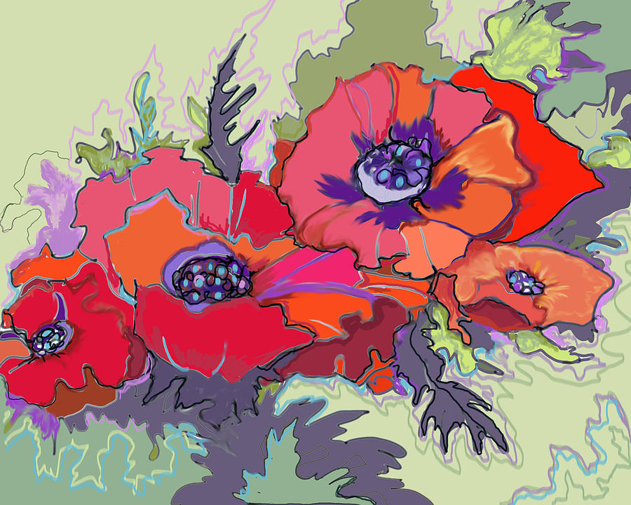 Poppies III Digital Art by Peggy Wilson