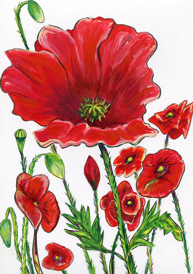Poppies Illustration Painting by Catherine Gruetzke-Blais