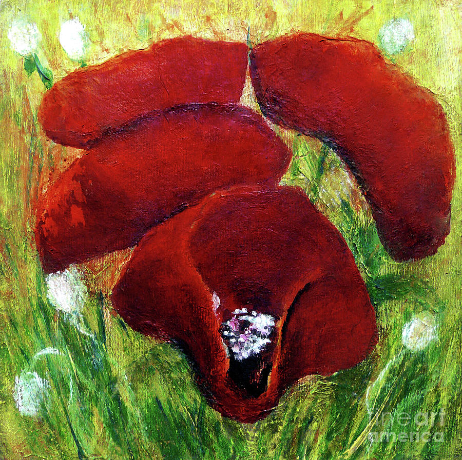 Poppies In Field Painting by Jasna Dragun
