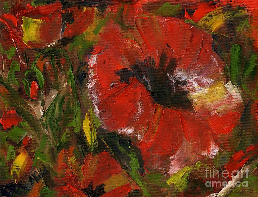 Poppies in Oil Painting by Bev Veals
