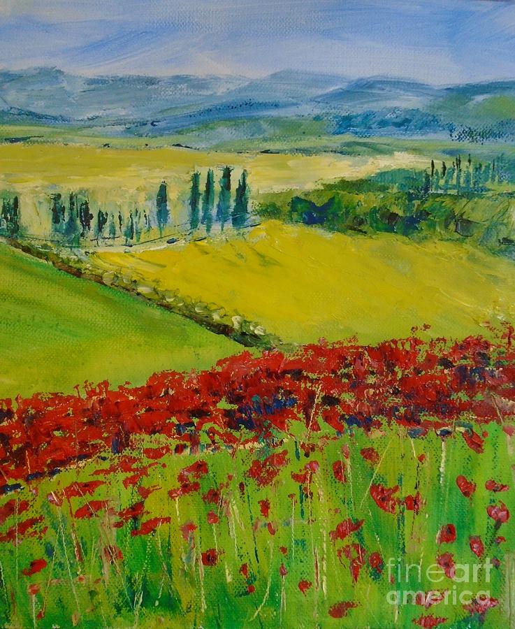 Poppies in Provence Relief by Angela Cartner