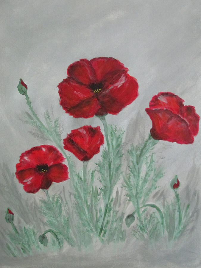 Poppies In The Mist Painting by Sharyn Winters