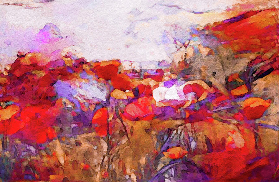 Poppies In The Valley Painting
