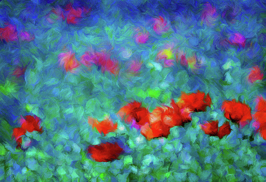 Poppies In The Wind Expressionism Mixed Media by Georgiana Romanovna