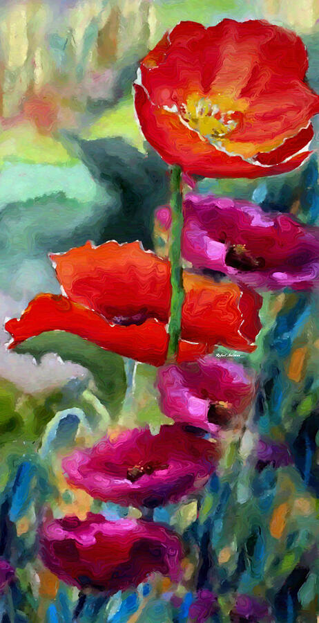 Poppies in watercolor Painting by Rafael Salazar