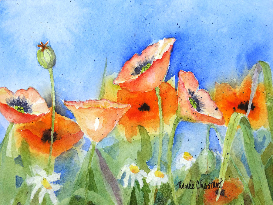 Flower Painting - Poppies Landscape by Renee Chastant