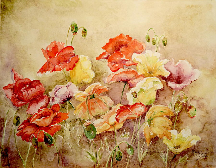 Poppies Painting by Marilyn Zalatan