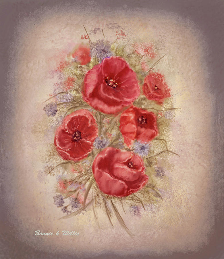 Poppies of Memory Lane Digital Art by Bonnie Willis