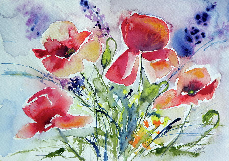 Poppy Painting - Poppies of summer by Kovacs Anna Brigitta
