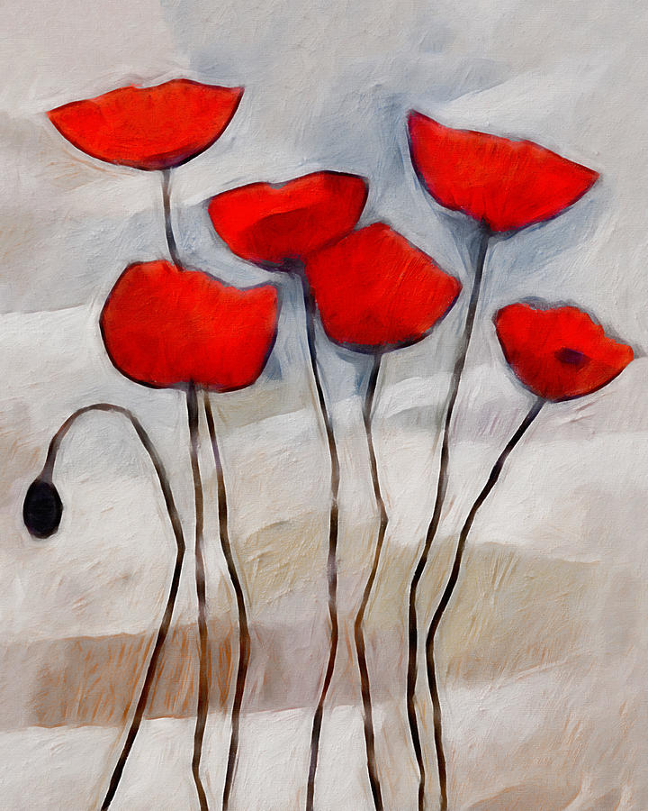 Abstract Painting - Poppies Painting by Lutz Baar