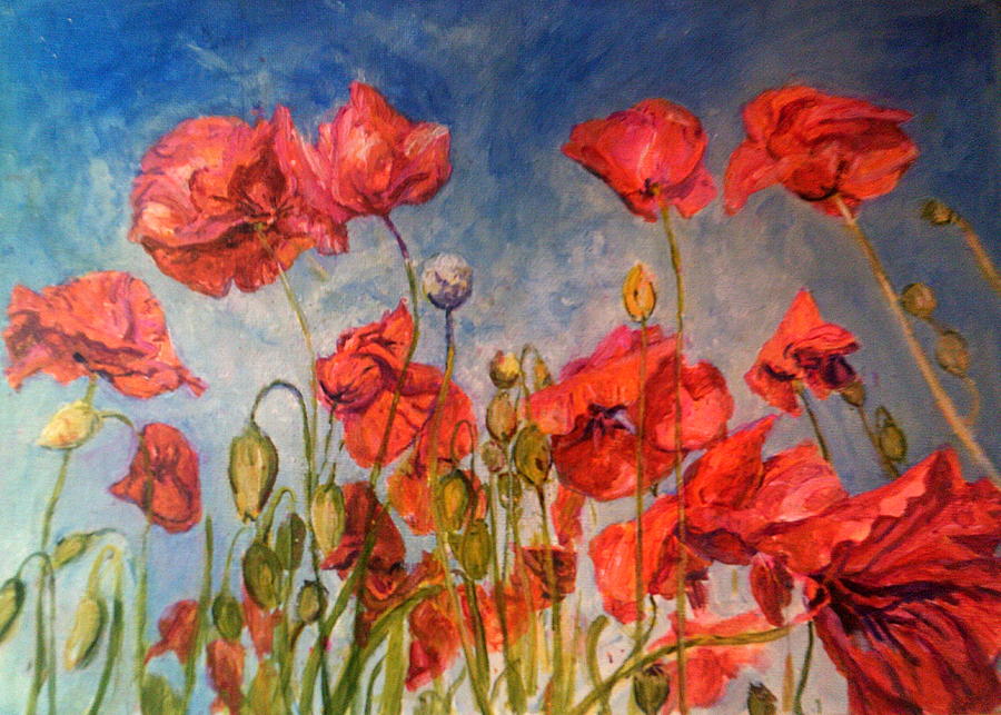 Poppies Painting by Rosanne Gartner