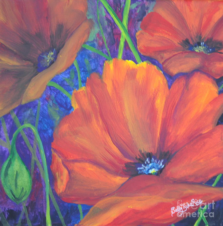 Poppies Painting by Sally Tiska Rice