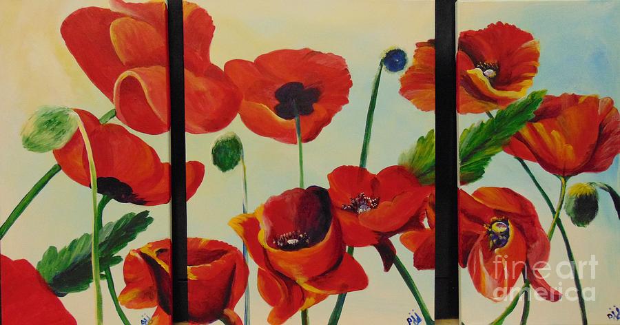 Poppies Painting by Saundra Johnson