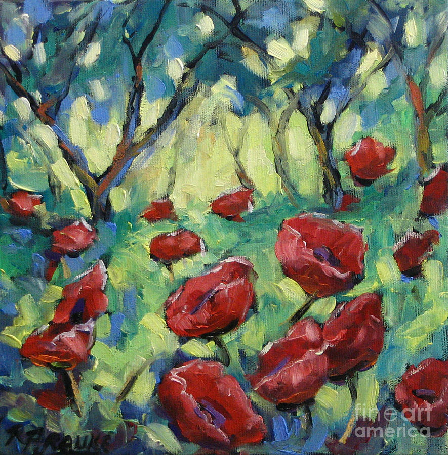 Poppies Through The Forest Painting by Richard T Pranke
