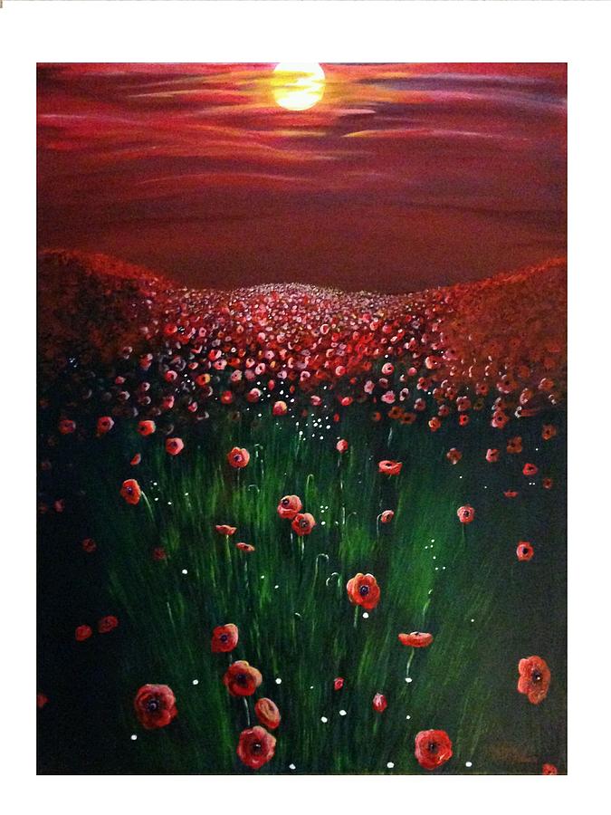 Poppies Under Moonlight Painting By Sonny Klein