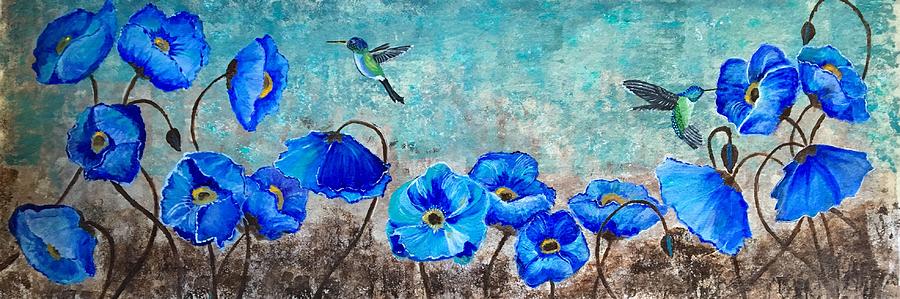 Poppies with Hummingbirds Painting by Julie Wittwer