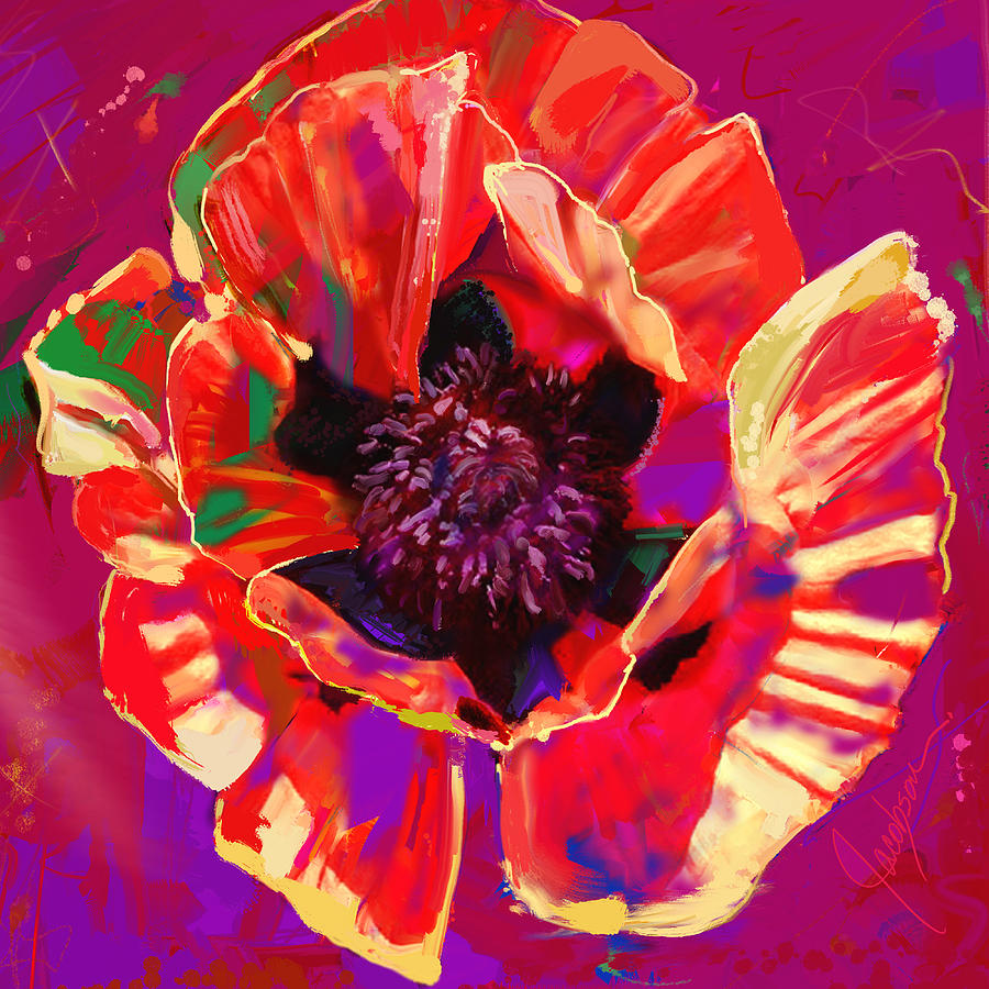 Poppy 1 Red  Painting by Jackie Medow-Jacobson