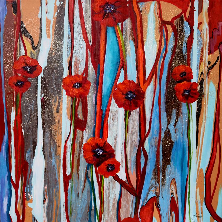 Poppy Abstract Painting by Carole Sluski