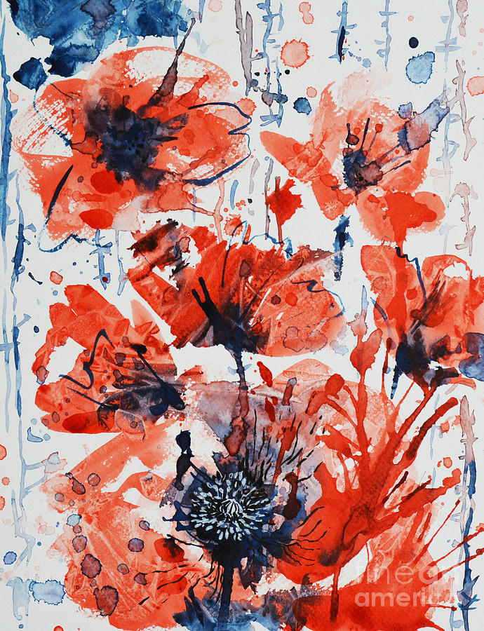 Poppy Blast Painting by Zaira Dzhaubaeva