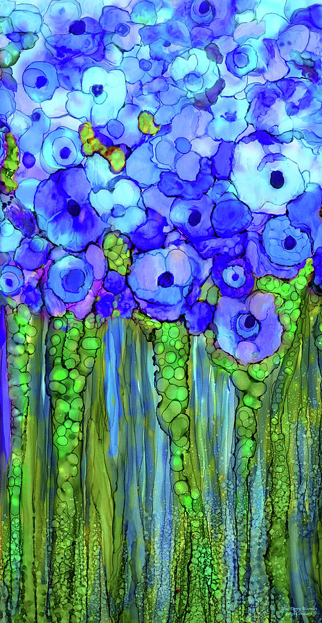 Poppy Bloomies 2 - Blue Mixed Media by Carol Cavalaris